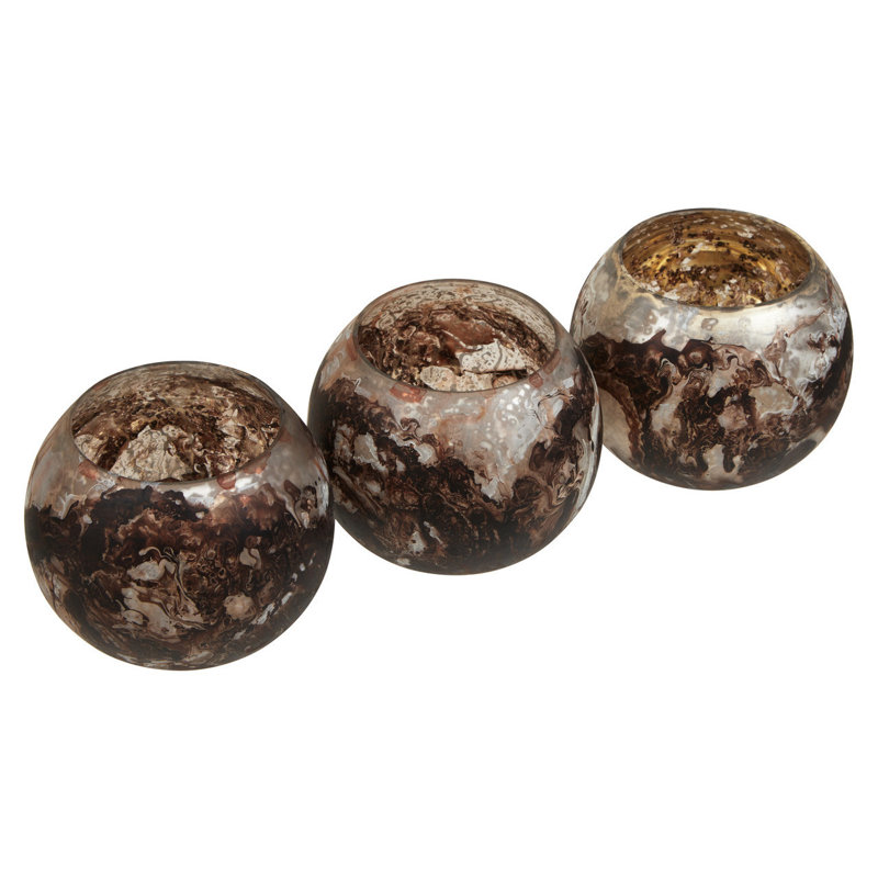 3 Piece Marble Tabletop Tealight Holder Set