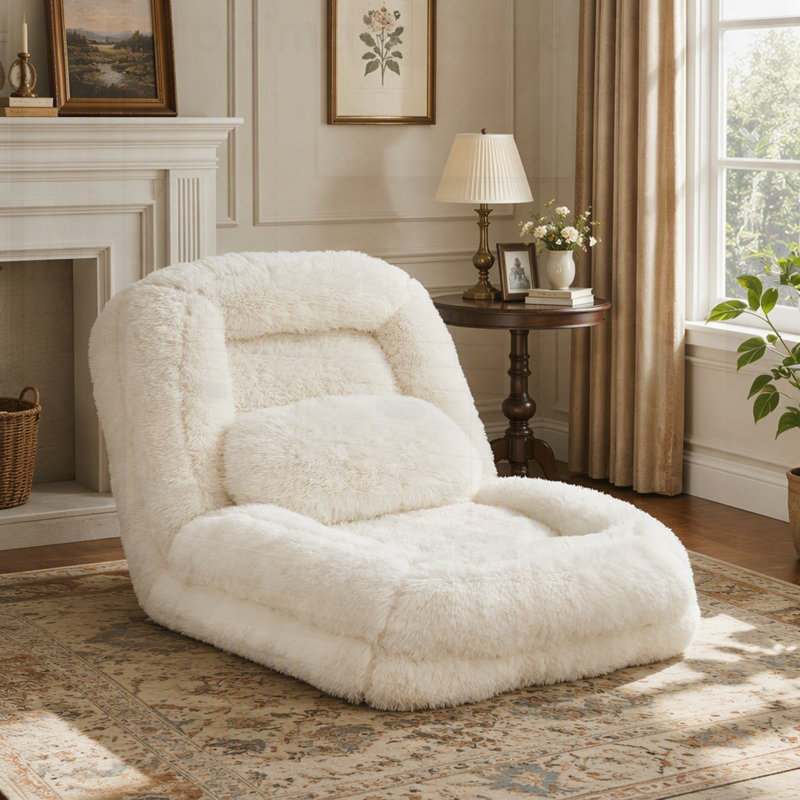 Lit convertible réglable en 5 positions pour humain et chien, en tissu pelucheux, idéal pour jouer, méditer et se détendre dans n'importe quelle pièce.