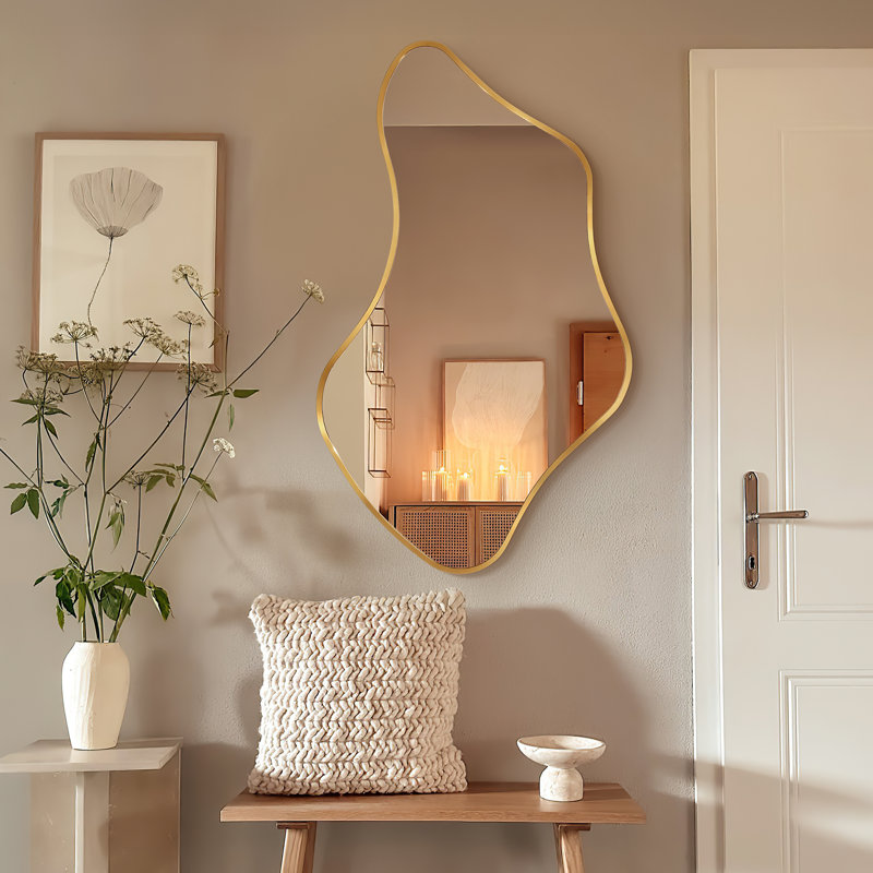 Aluminium Asymmetrical Mirror, Gold, 100 cm H x 60 cm W