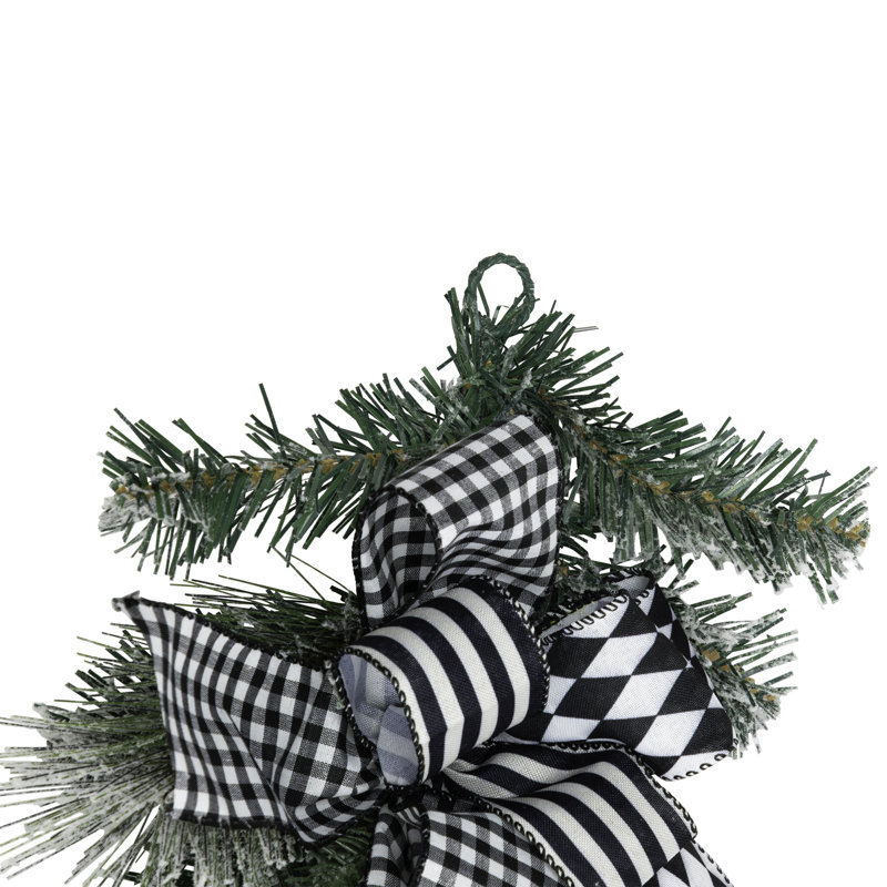 Flocked Pine With Harlequin Ornaments And Bows Artificial Christmas Garland - 6' X 8" - Unlit