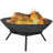 Eckard 22" Round Wood-Burning Black Finish Cast Iron Raised Fire Pit Bowl with Stand