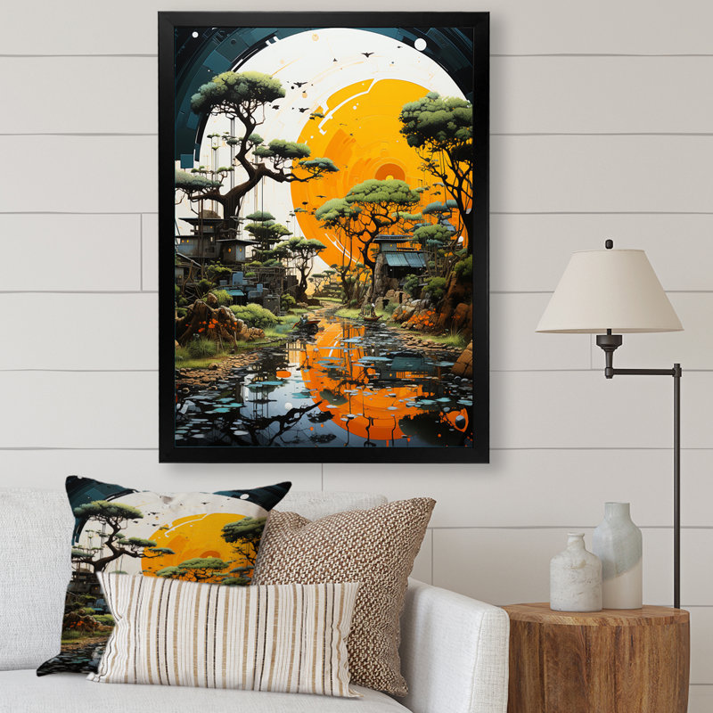 " Vibrant Oasis Baobab Tree I ", Black Single Picture Frame, 32" H x 16" W x 1" D