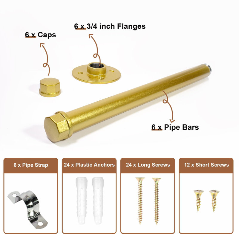 25.4cm Wall Mounted Clothes Rack, Gold