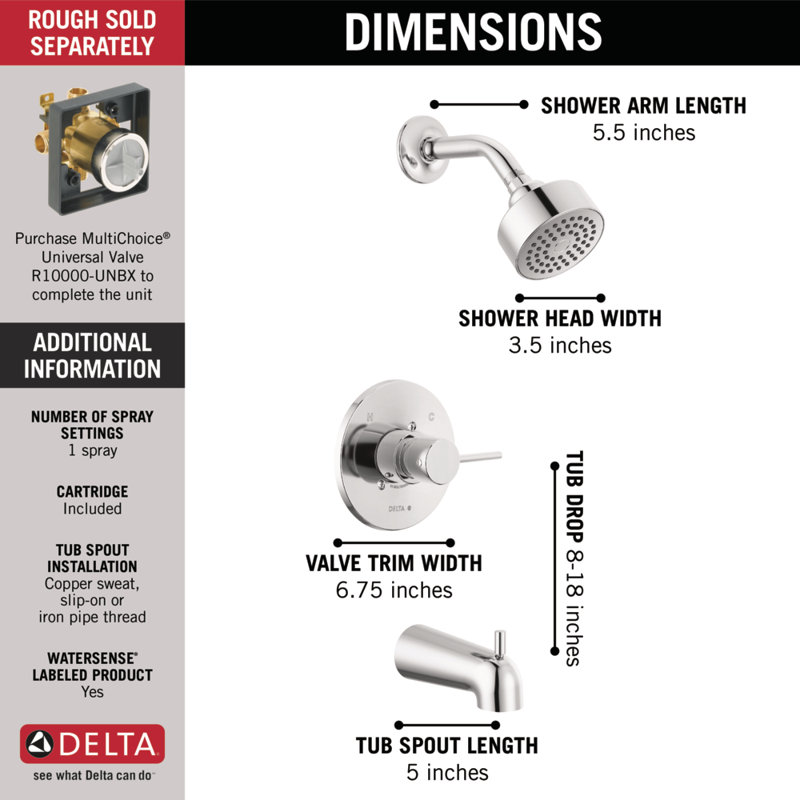 Modern Monitor 14 Series Tub & Shower Trim, Chrome