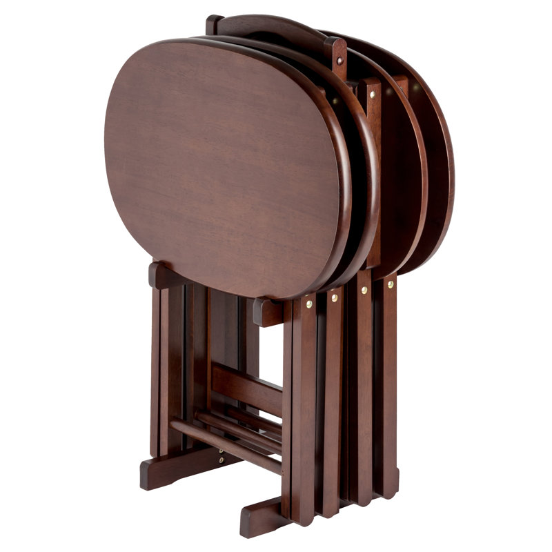 The Andaluss Solid Wood End Table Set comes in a Cappuccino finish, 25.51'' H X 23.7'' W X 15.83'' D