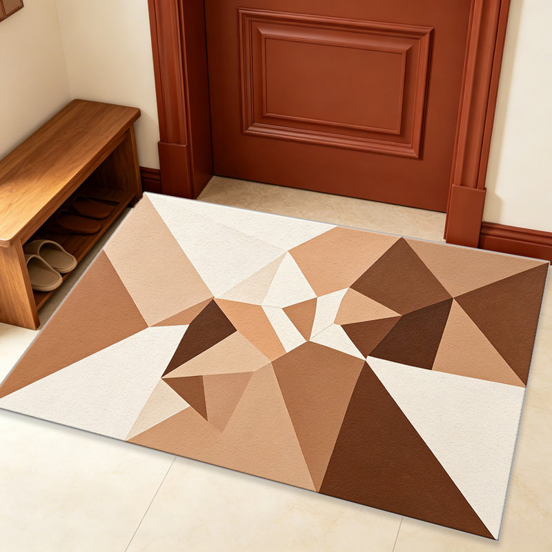Cocoa Tan Geometric Polygon carpet-easy to clean, machine-washable, soft and comfortable; suitable for door mats, kitchens, living rooms, bedrooms, corridors, and laundry areas. Easy to clean, durable carpet for home decoration.
