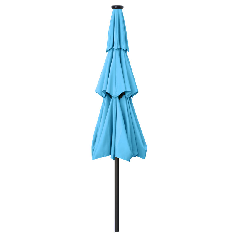 Parasol de marché éclairé Caerphilly, Turquoise, 106.3" W x  106.3" D