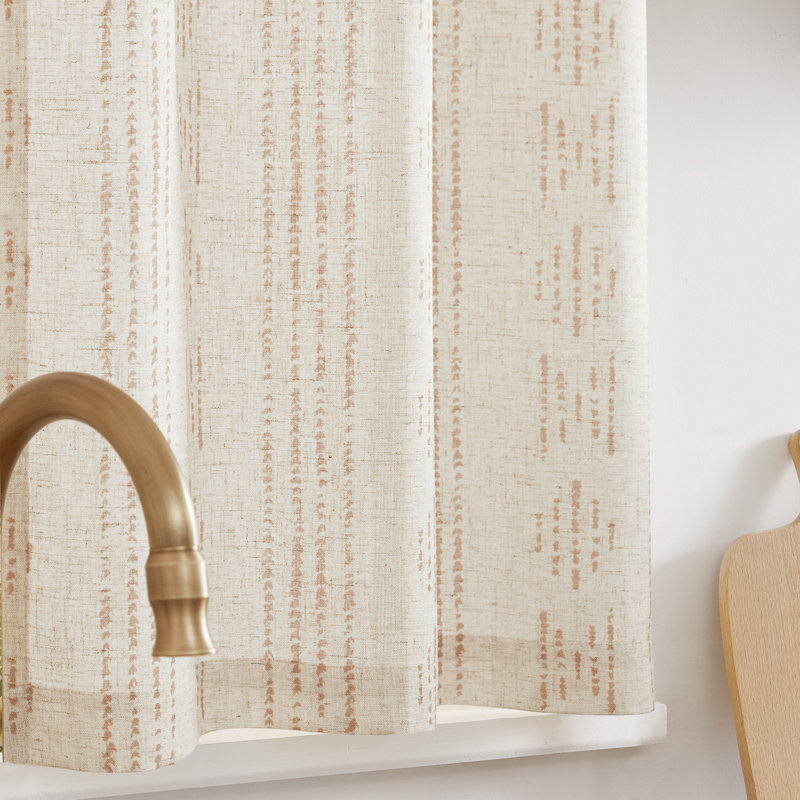 Boho Cafe Curtains Linen Small Window Curtains, 26" W x 24" L, Beige/Taupe