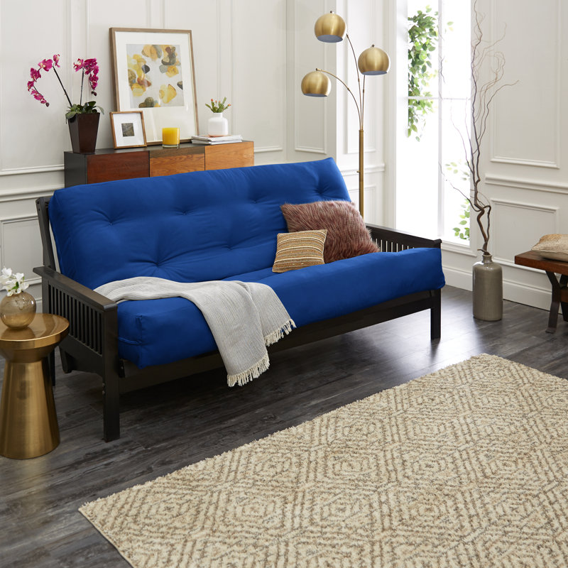 Matelas de futon en coton Boylston, Bleu, Double