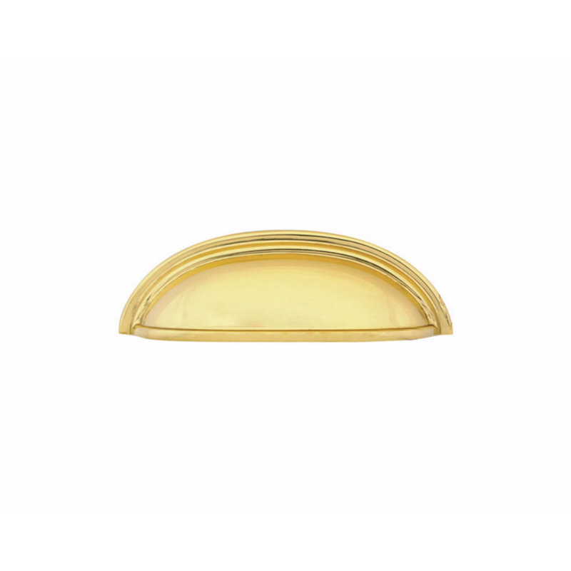 3" Center to Center Cup/Bin Pull, Unlacquered Brass, 3"