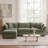 113'' Upholstered L-Shape Sectional Cloud Couch With Storage Ottoman-1307715041