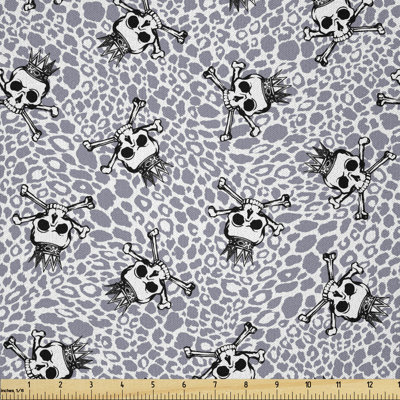 Cyrina Crowned Skull Crossbones Fabric