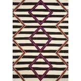 Wool Southwestern Area Rug in Stone/Ebony/Red/Cobalt