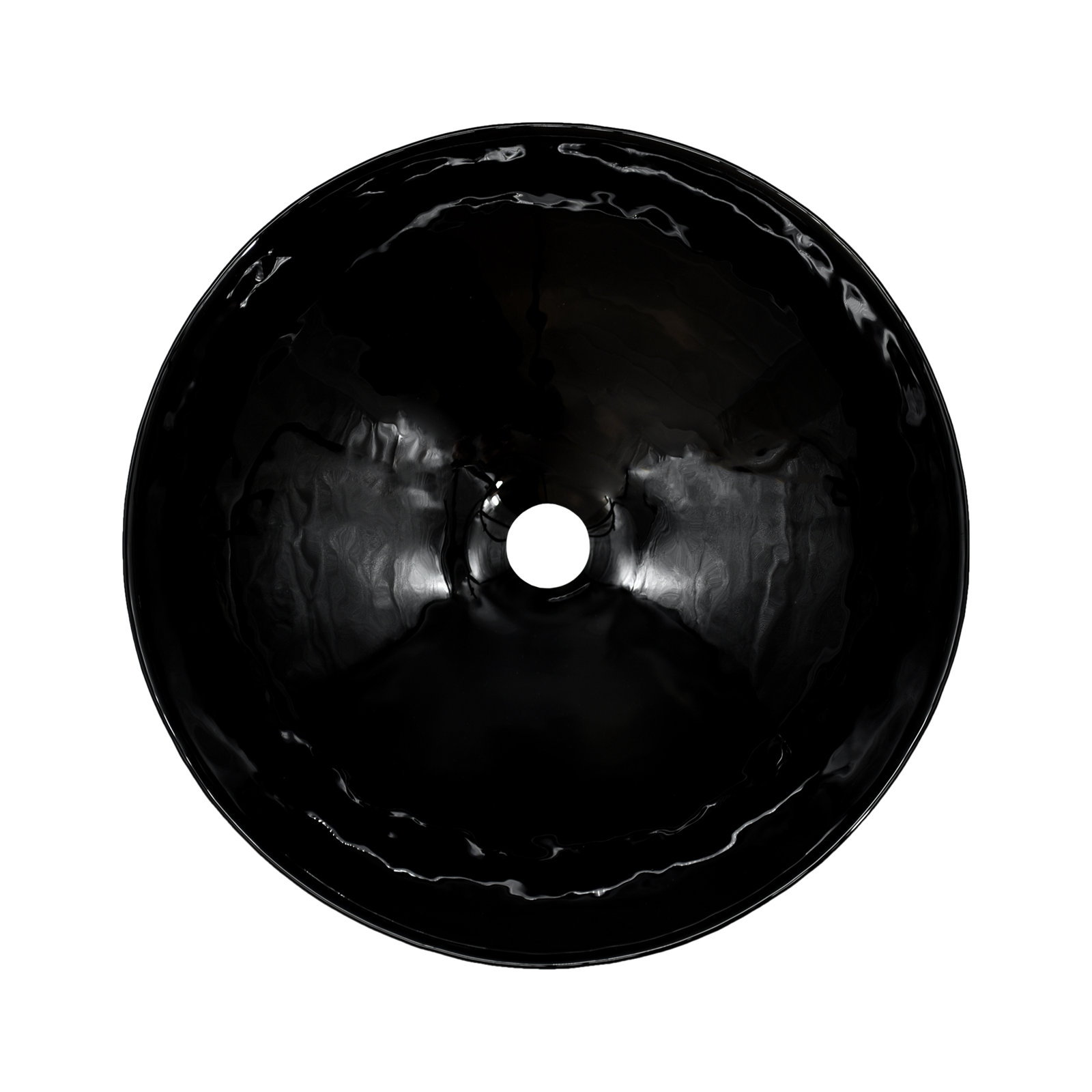 Murano Round Glass Vessel Bathroom Sink, Abyss