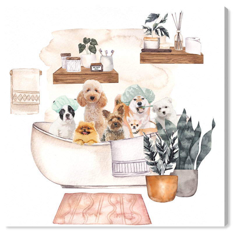 Reproduction d'art sur toile, "Dog Bath Tub" par Trinx, H 20 po x l 20 po x P 0,75 po