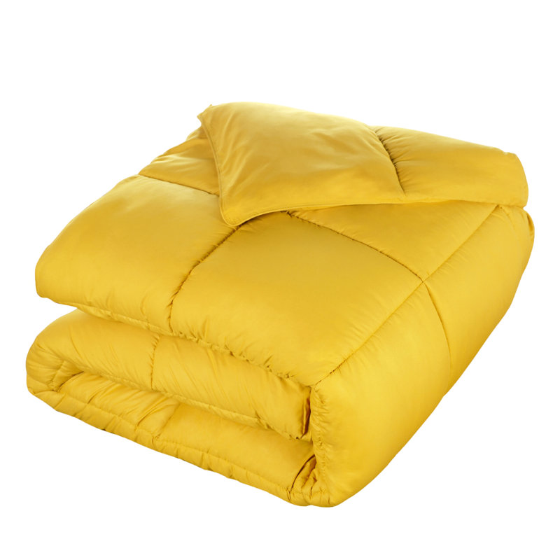 Twin Yellow Microfiber Reversible Comforter with Down-Alternative Fill
