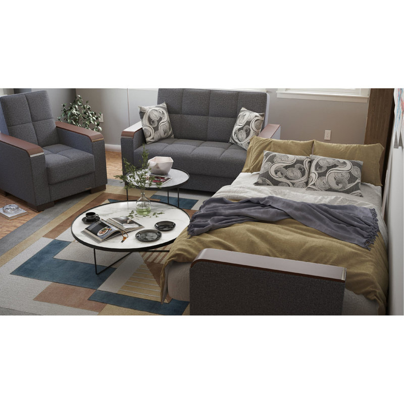 Fauteuil gris avec compartiments de rangement - Option convertible confortable et élégante