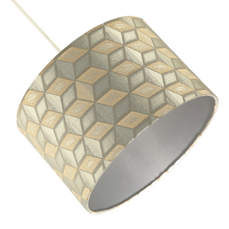 20cm H Cotton Drum Lamp Shade ( No Direct Attachment Method ) in Silver