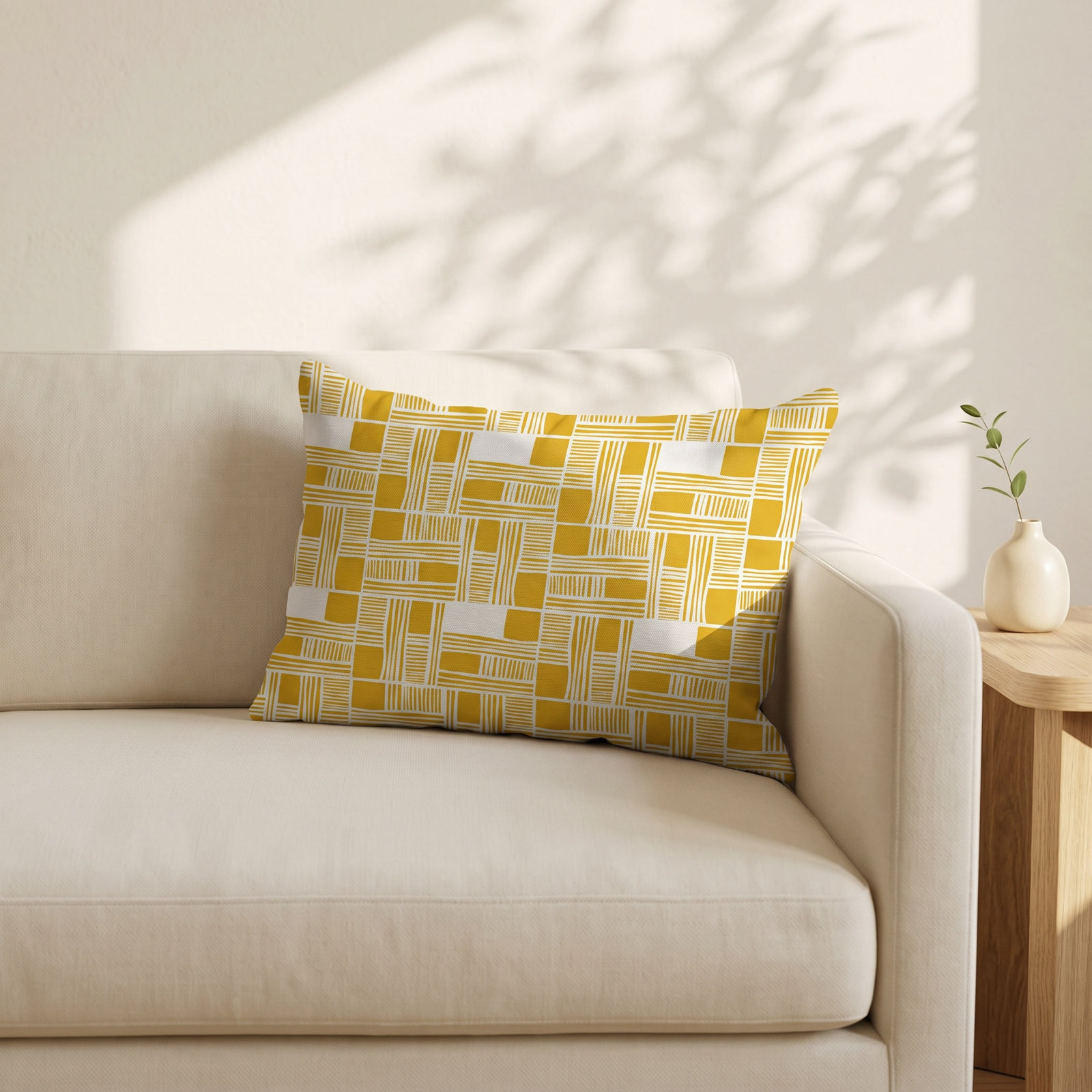 Kapri Throw Pillow, 14" x 20", Yellow, Rectangle