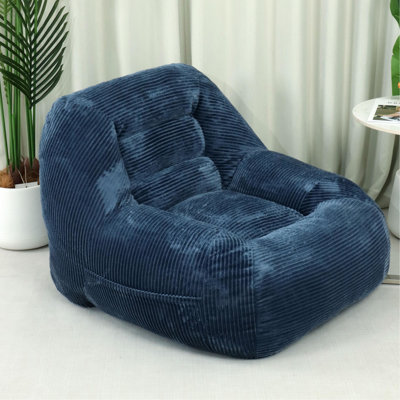 Mini canapé moelleux en velours côtelé bleu, non assemblé, pour se détendre dans la chambre à coucher, le salon et le dortoir, yoga ergonomique, 34,63 de profondeur, 39,14 de largeur, 26,86 de hauteur, 31,43 lb,