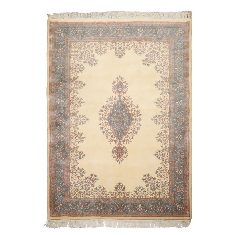 Tapis Aubusson français ivoire en laine noué à la main 6x9