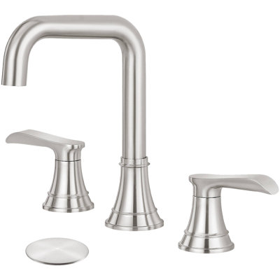 Robinet de salle de bain HGN en nickel brossé à 3 trous à 8 trous et 2 poignées avec bonde escamotable HGN