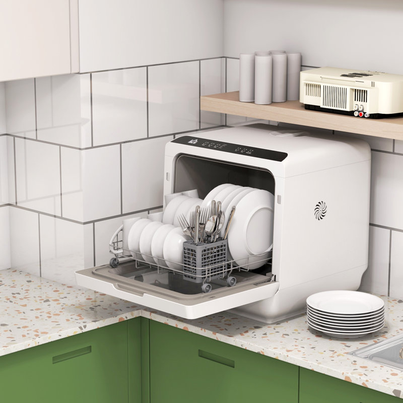 45Cm 63 dBA Countertop Dishwasher, White/Black