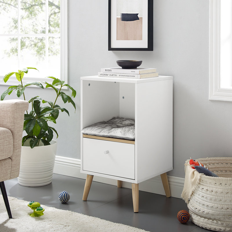 Becky 32" White Single Rest Cat Condo With Drawer