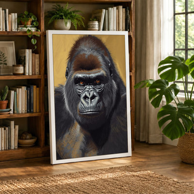 Gorilla Contemplation Modern - Wrapped Canvas