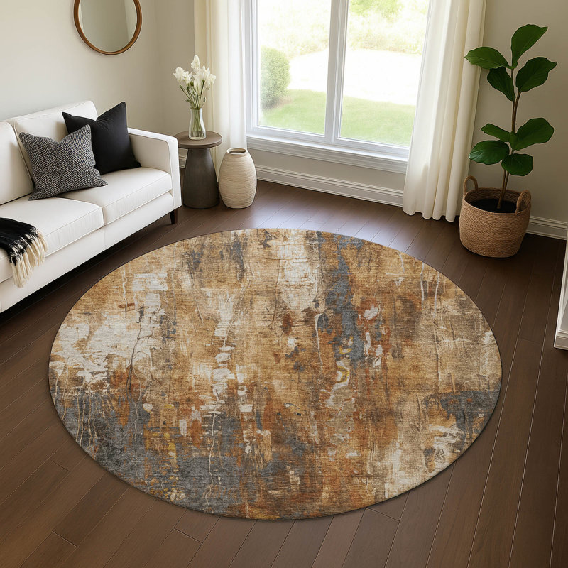Premium Machine Washable Strinko AMF1683 Modern Rug, Round 8'