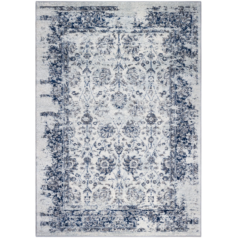 Tapis oriental bleu marine Ascutney, Rectangle 3 pi 11 po x 5 pi 11 po