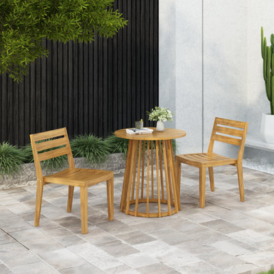 Immogen Acacia Wood Round Bistro Set by Lark Manor