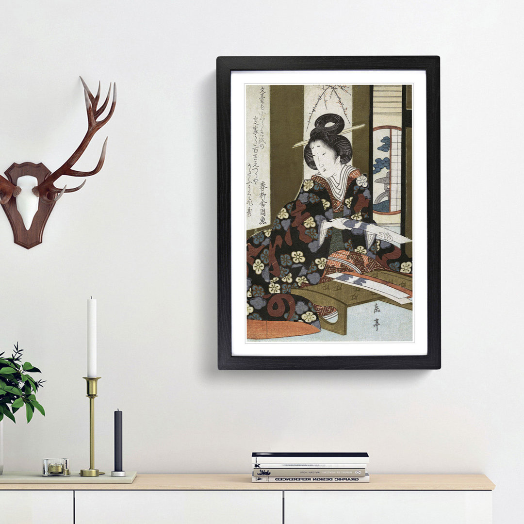 A Lady by Yashima Gakutei - Framed Print