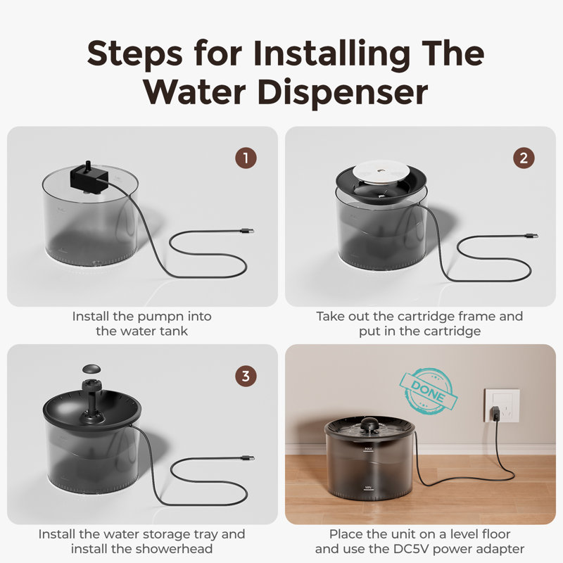 Distributeur automatique de nourriture pour chats IMIPAW avec point d'eau et distributeur de croquettes programmables par application mobile, portions programmables, avec déshydratant, fontaine à eau avec filtre, pour petits animaux (ensemble).