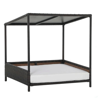 Dog House Raised Rattan Puppy Bed , Brown