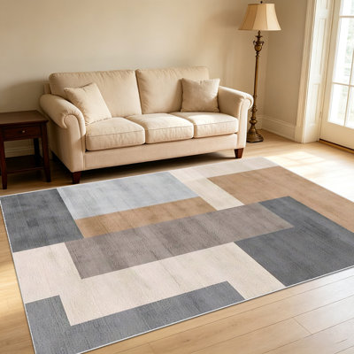 Tapis à motif géométrique 1PC pour le salon, doux et confortable, convient à toutes les saisons, facile à entretenir, tapis de sol intérieur lavable à la machine, sous la table de ferme convenant à la chambre à coucher, à la salle à manger, au couloir, au patio, au balcon, à la maison