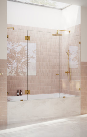 Stellar 69 in. W x 58.25 in. H Frameless 3 Panel Inline Bathtub Shower Door