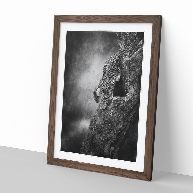Leopard Vol.5 - Picture Frame Painting, 36cm H x 27cm W x 2cm D, Walnut Framed