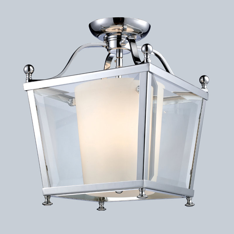 Cully 3 - Light Brushed Nickel Lantern Pendant, 14" H x 10.88" W