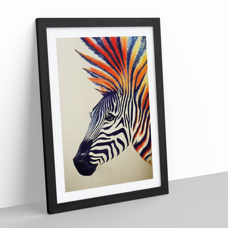 Punk Zebra - Framed Print, Black, 46cm H x 34cm W