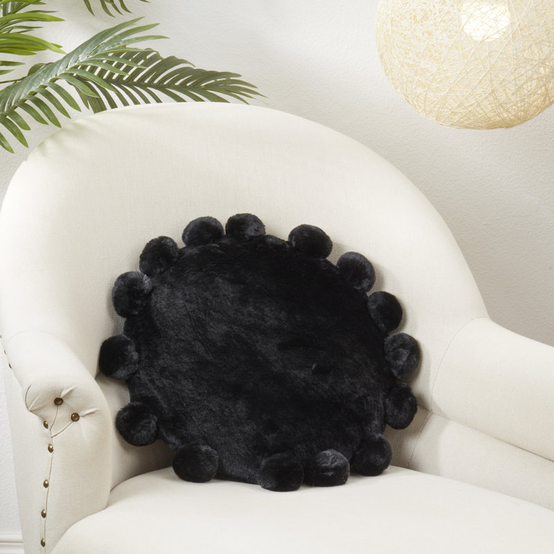 Coussin en polyester Faux Rabbit Fur Collection, Noir