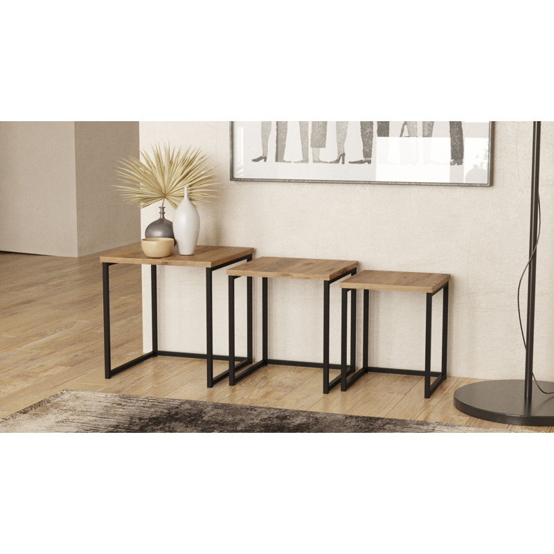 Nesting Table (3 Pieces), Naturel, Noir