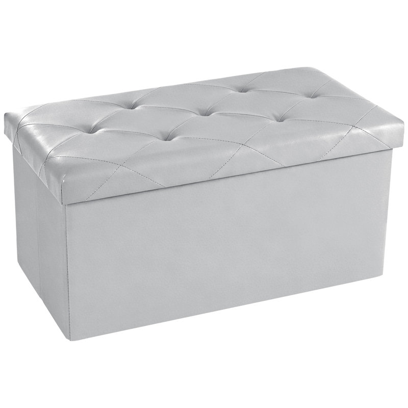 30" Wide Rectangle Standard Ottoman with Storage, Gray