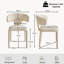 Modern Upholstered Dining Chairs, Curved Back Linen Fabric Side Chairs With Integrated Metal Legs-851577490-851677002