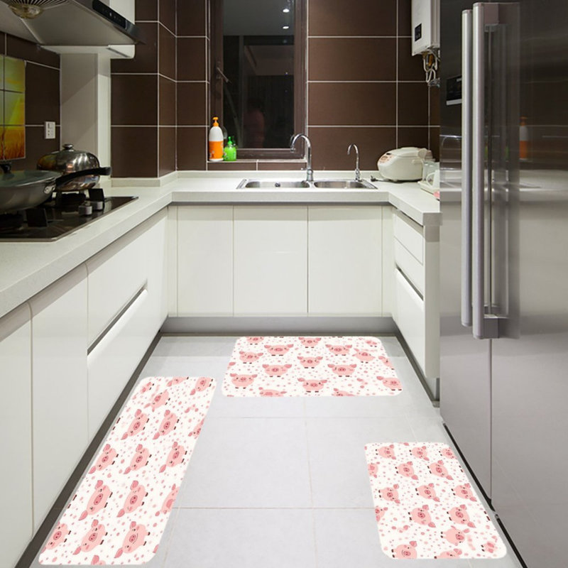 Ensemble de tapis de cuisine 3 pièces Pink Pig