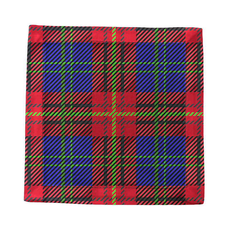 Tartan Cotton Sateen Cocktail Napkins, Blue