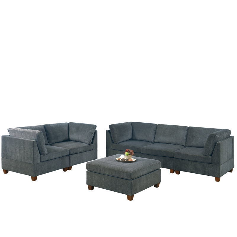 Gautur Upholstered Sectional Reversible, Gray Chenille