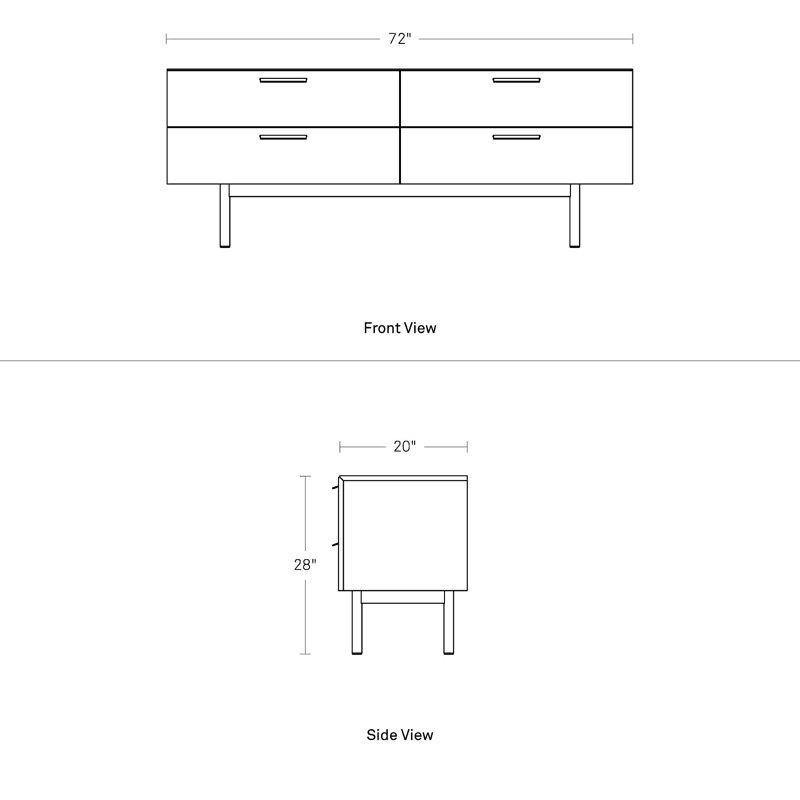 Shale 4 - Drawer Solid Wood Dresser, Smoke