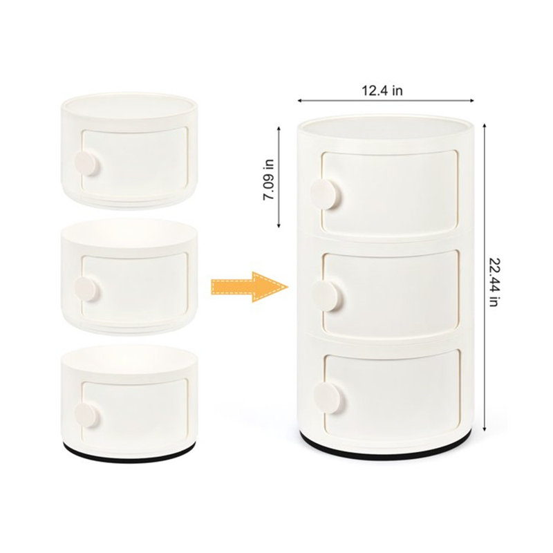 Kywaun 3 Drawer Stackable Drawer, White