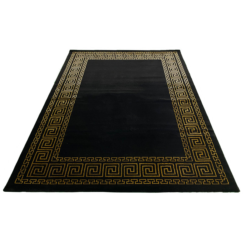 Serbelloni Black/Gold Indoor Rug, Runner 80 x 300cm